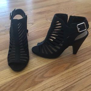 Black Caged Heels Size 7 WORN ONCE
